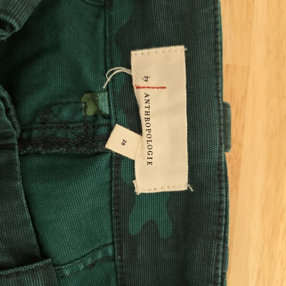 Anthropologie Cargo Pants Womens 28 Green Camo Stretch Utility Casual‎ Pockets - Picture 3 of 11